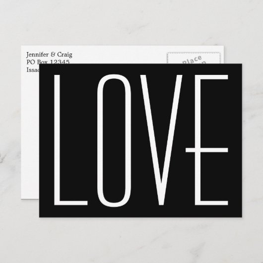 白黒の愛の日付を保存 案内ポストカード (正面/裏面)