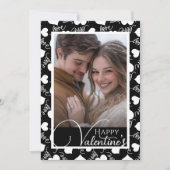 白黒の愛ハートハッピーバレンタインの写真 シーズンカード (正面)