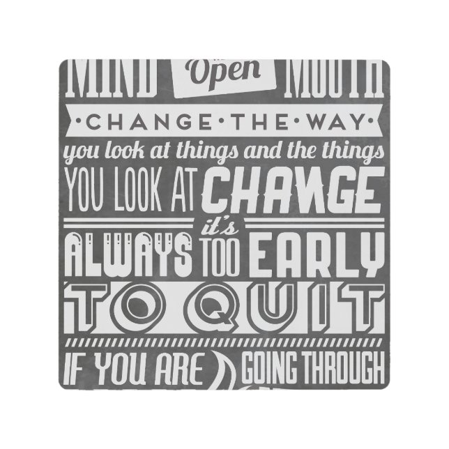 白黒の感動的引用文 メタルプリント (正面)