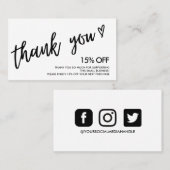 白黒の感謝のハート 名刺 (正面/裏面)