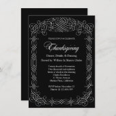 白黒の感謝祭の夕食書 招待状 (正面/裏面)