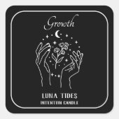 白黒の成長意図キャンドルラベル スクエアシール (正面)