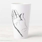 白黒の手が描かれたコーヒーマグ カフェラテマグ (正面)