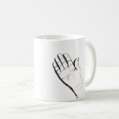 白黒の手が描かれたコーヒーマグ コーヒーマグカップ (正面右)