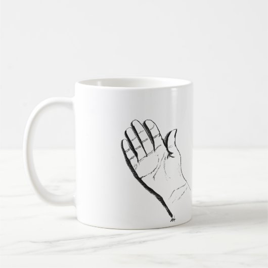 白黒の手が描かれたコーヒーマグ コーヒーマグカップ (左)
