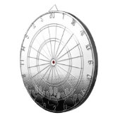 白黒の手のグラデーションの背景 ダーツボード (正面右)