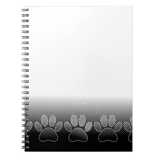 白黒の手のグラデーションの背景 ノートブック (正面)
