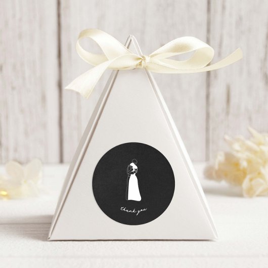 白黒の手モダン引きカップル結婚ズ ラウンドシール