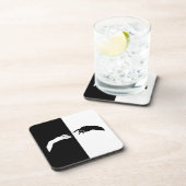 白黒の手モダン線アート コースター (右側)