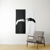 白黒の手モダン線アート タペストリー (インサイチュ)