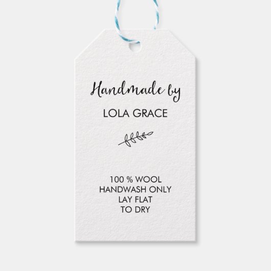 白黒の手作りのクリーンなユーザー ギフトタグ (正面)