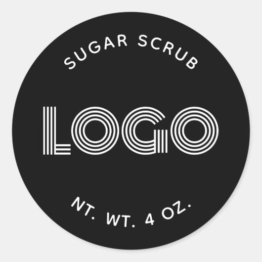 白黒の手作りモダンシュガースクラブのロゴ ラウンドシール (正面)