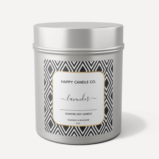 白黒の手作り書道蝋燭ラベル スクエアシール