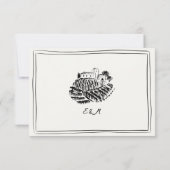 白黒の手描お洒落きワイン結婚ズ 出欠カード (裏面)