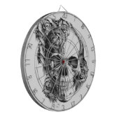 白黒の手描きのばら色のスカル。 ダーツボード (正面左)