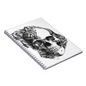 白黒の手描きのばら色のスカル。 ノートブック (右側)