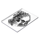 白黒の手描きのばら色のスカル。 ノートブック (左側)