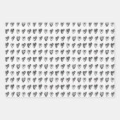 白黒の手描きハート愛 ラッピングペーパーシート (正面)