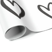 白黒の手描きハート ラッピングペーパー (ロールコーナー)