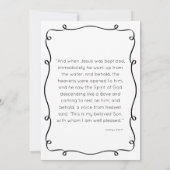 白黒の手描きバプテスマ招待状 招待状 (裏面)