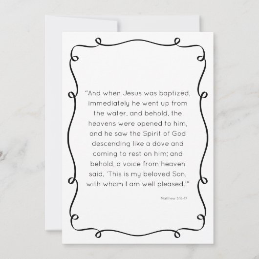 白黒の手描きバプテスマ招待状 招待状 (裏面)