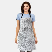 白黒の手描きプロテアエプロン エプロン (着用した状態)