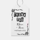 白黒の手描きボウ結婚ズ ギフトタグ (正面)