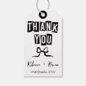 白黒の手描きボウ結婚ズ ギフトタグ (正面)