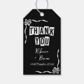 白黒の手描きボウ結婚ズ ギフトタグ (正面)