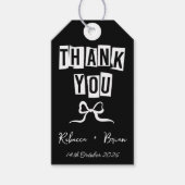 白黒の手描きボウ結婚ズ ギフトタグ (正面)