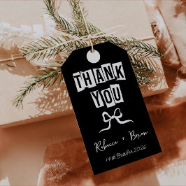 白黒の手描きボウ結婚ズ ギフトタグ