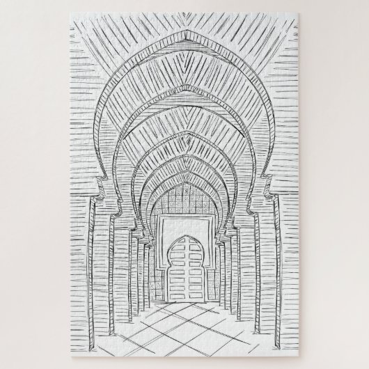 白黒の手描きモロッコジグソーパズル ジグソーパズル (縦)