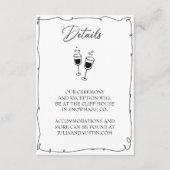 白黒の手描き新郎新婦詳細 エンクロージャーカード (正面)