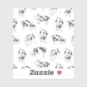 白黒の手描き豚の牛の斑点パターン シール (シート)