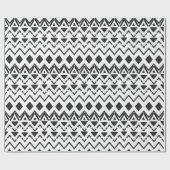 白黒の手描モダンき部族アステカ ラッピングペーパー (フラット)
