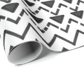 白黒の手描モダンき部族アステカ ラッピングペーパー (ロールコーナー)
