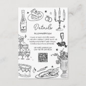 白黒の手書きお洒落結婚の エンクロージャーカード (正面)