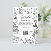 白黒の手書きお洒落結婚の エンクロージャーカード (スタンド正面)