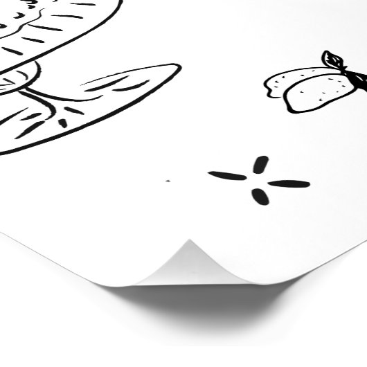 白黒の手書きお洒落結婚の ポスター (コーナー)