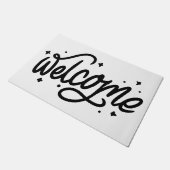 白黒の手書きウェルカムスクリプト ドアマット (アングル)