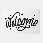 白黒の手書きウェルカムスクリプト ドアマット (正面)