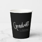白黒の手書きカジュアルスクリプトの卒業 紙コップ (裏面)