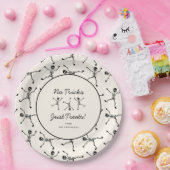 白黒の手書きスケルトンのハロウィーン ペーパープレート (パーティー)