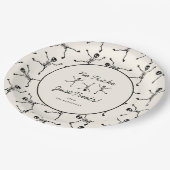 白黒の手書きスケルトンのハロウィーン ペーパープレート (アングル)