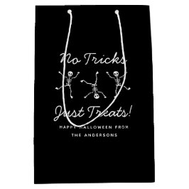 白黒の手書きスケルトンのハロウィーン ミディアムペーパーバッグ
