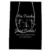 白黒の手書きスケルトンのハロウィーン ミディアムペーパーバッグ (裏面)