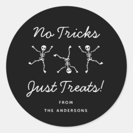 白黒の手書きスケルトンのハロウィーン ラウンドシール