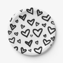 白黒の手書きドードレ絵を描ーハート