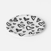 白黒の手書きドードレ絵を描ーハート ペーパープレート (アングル)