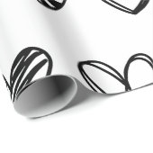 白黒の手書きハート愛 ラッピングペーパー (ロールコーナー)